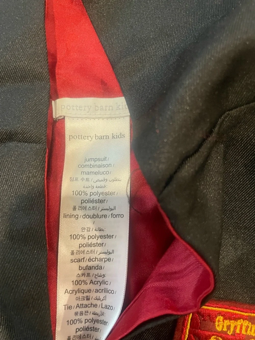 Pottery Barn Kids Black Hooded Robe with Red Lining - Picture 2 of 7